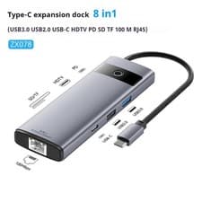 Image of 6/7/8 in 1 Type C Docking Station 4K HDTV PD100W Power Delivery USB Port SDTF