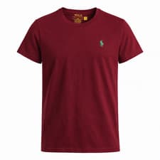 Image of Polo Ralph Lauren Men’s Custom Slim Fit T-Shirt Size XXL / BURGUNDY Green Logo