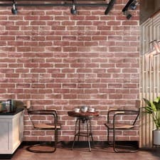 Image of 1-6Rolls Realistic 3D Rustic Brick Effect Slat Stone Red/Grey Textured Wallpaper