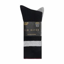 Image of Ted Baker Black & Grey 6 Pack Ribbed Assorted Mens Socks UK Size 7-11 - New