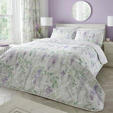 Image of Duvet Cover Bedding Collection Wisteria Floral Reversible Dreams & Drapes Lilac