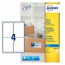 Image of Avery Self Adhesive Parcel Shipping Labels, 4 Labels Per A4 sheet (J8169)