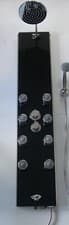 Image of Shower Tower Panel, Thermostatic Black Glass, Chrome 8 Jets Handheld Bath Spout