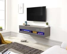 Image of Galicia Grey 120cm Wall TV Unit with LED Lights- SALE- LOCAL DELIVERY ONLY