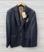 Image of Gibson London Men's Wool Blend Blue Check Suit Jacket Size 40R Bnwt