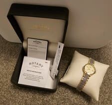 Image of Rotary Ultra Slim Womens Watch Silver Tone Dial & Two Tone Bracelet - New In Box