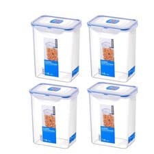 Image of Lock & Lock 1.8L Rectangular Storage Container 4 Piece Set Airtight & BPA Free