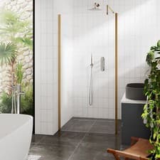 Image of Hudson Reed Outer Framed Brushed Brass Wet Room Screen - 1200mm Wide