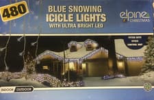 Image of Blue WHITE Snowing Icicle Indoor Outdoor Christmas Lights Ultra Bright LED-720