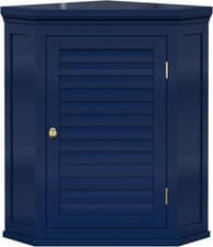 Image of Teamson Home Glancy Removable Corner Wall Cabinet with Faux Louvered Door, Navy