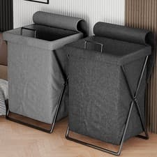 Image of Laundry Basket Dirty Washing Wash For Clothes Bin Foldable Storage Bag With Lid