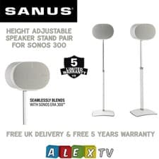 Image of Sanus WSSE3A2-B2 Adjustable Speaker Floor Stands for Sonos Era 300 Pair White