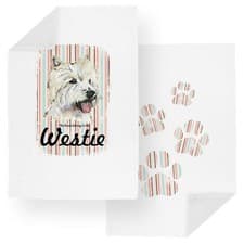 Image of Westie Tea Towel Set - Novelty Dogs & Paw Prints Kitchen Linens Gifts