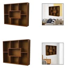 Image of Wooden Wall Mounted Storage Shelf Storage Organizer for Bathroom Home Indoor