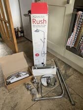 Image of Aqualisa Rush 002 Mixer Drencher Shower Exposed Thermostatic Chrome Harmony Head