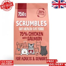 Image of Scrumbles All Natural Dry Cat Food 750g 75% Chicken &Salmon Adult Senior Protein