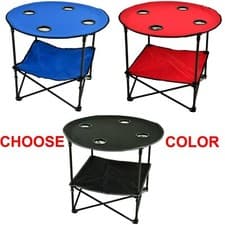 Image of Folding Picnic Table w/ cup Holder & Bag Camping Portable Light Travel Outdoor