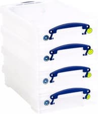 Image of Really Useful Box Plastic Storage 4 Litre Clear (Pack Of 4)