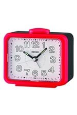 Image of Seiko Red Bedside Bell Alarm Clock with Light 11cm QHK061R