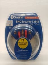 Image of Swann BNC CCTV Security Video Camera DVR Data Power Extension Cable 15m New