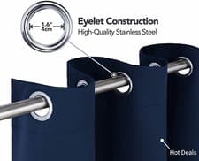 Image of Blackout Curtains Thick Thermal Energy Saving Ready Made Pair Eyelet Curtain UK