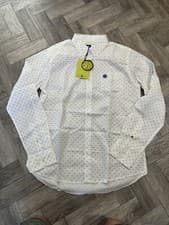 Image of Pretty Green Shirt Polka Dot White Button Down Collar Medium 