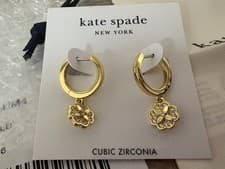 Image of Kate Spade New York Heritage Hoop Dangle Floral Bloom Earrings NEW