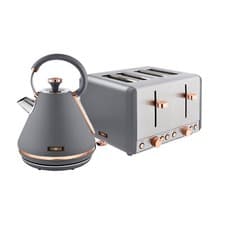 Image of Tower Kettle & 4 Slice Toaster, Cavaletto, Grey and Rose Gold
