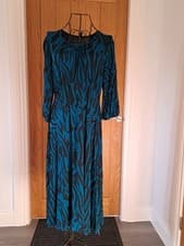 Image of Roman Petite Animal Print Dress Size 14, Teal/Black
