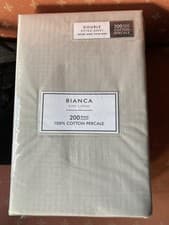 Image of Bianca 200 Thread Sheet Count Fine Linens Grey Cotton Extra Deep Fitted Double