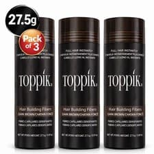 Image of Toppik Hair Building Fibres Dark Brown 27.5g Pack of 3 Hair Thickening Concealer
