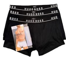 Image of HUGO BOSS MENS BOXERS TRUNKS 3 PACK BLACK/ BLACK/ BLACK CLASSIC FIT S - 2XL UK