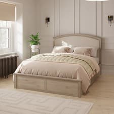 Image of Madrid 135cm 4ft6 Double Ottoman Bed Limed Oak EndLift Under Bed Storage Bedroom