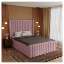 Image of Plush Velvet Bed with Headboard Elegant Wingback Panel All Size Storage Option