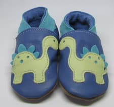 Image of Dinosaur Baby Shoes ~ Soft Leather ~ Made in UK - 0-6mth 6-12mth 12-18mth