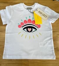 Image of KENZO GIRLS EYE SHORT SLEEVE T-SHIRT IN WHITE SIZE 3 YEARS - NEW