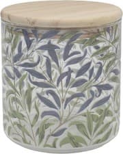 Image of OFFICIAL WILLIAM MORRIS WILLOW BOUGH SMALL GLASS CANISTER CONTAINER STORAGE JAR