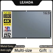 Image of Projector Screen Metal Grey Anti-Light 60-133 Inch 30° Viewing Angle 16:9 Portab
