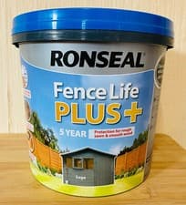 Image of Ronseal One Coat Timbercare/ Fence Life Plus + Garden Shed Fence Paints- 5 Litre