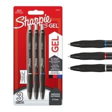 Image of S-Gel | Gel Pens | Medium Point (0.7mm) | Black, Red & Blue Ink | 3