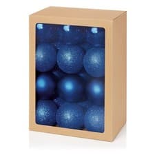 Image of 24 Night Blue Christmas Tree Baubles Tree Decoration Ornament Glitter Gloss 6cm