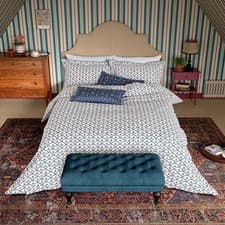 Image of Joules Floral Scallop Duvet Cover Double Blue