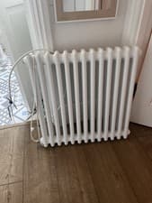 Image of Milano Windsor Traditional 3-Column Electric Radiator. 600mm x 300mm. White.