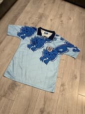 Image of Umbro 1992-93 England National Football Team Third Shirt Blue VGC Size L Men's