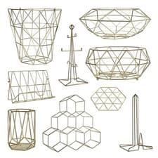 Image of Gold Plated Vertex Kitchen Roll Fruit Cookbook Basket Mug Tree Utensil Holder