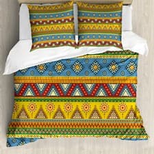 Image of Aztec Duvet Cover Folk Motif Mexican Sun