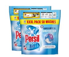 Image of Persil Non Bio Wash Pods Laundry Detergent Washing Tablet Pack 2 x 58 Capsules