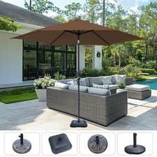 Image of 2.5m Garden Outdoor Patio Parasol Sun Shade Umbrella Canopy Crank Tilt with Base