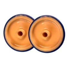 Image of 2 x 125mm Blue Polyurethane Tyred Nylon Castor Wheel - 15mm Plain Bore - 200kg