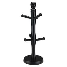 Image of Mug Tree Rack Holder Stand 6 Cup Mug Black Beech Wood Tea Cups Storage Organiser